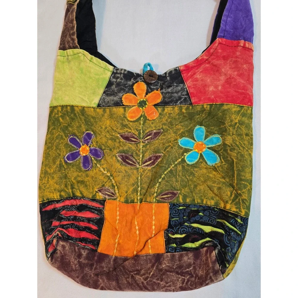 Bohemian‎ Patchwork Shoulder Bag Floral Print Cotton Handmade Nepal Kathmandu